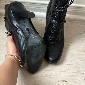 Vintage Nine West leather lace up stilettos boots